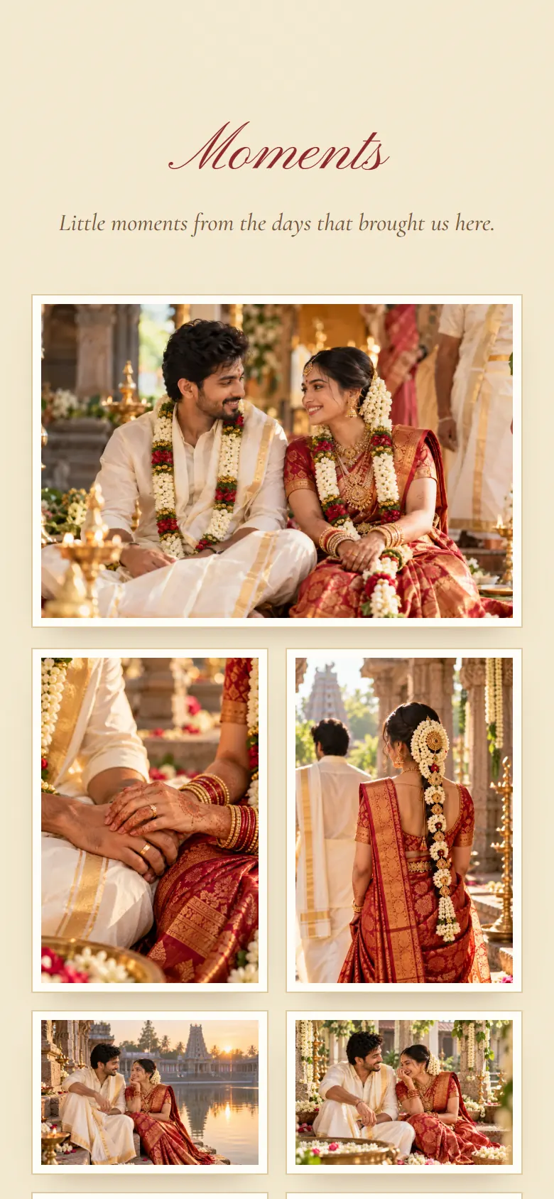 The photo gallery in the Kalyana Mandapam invitation