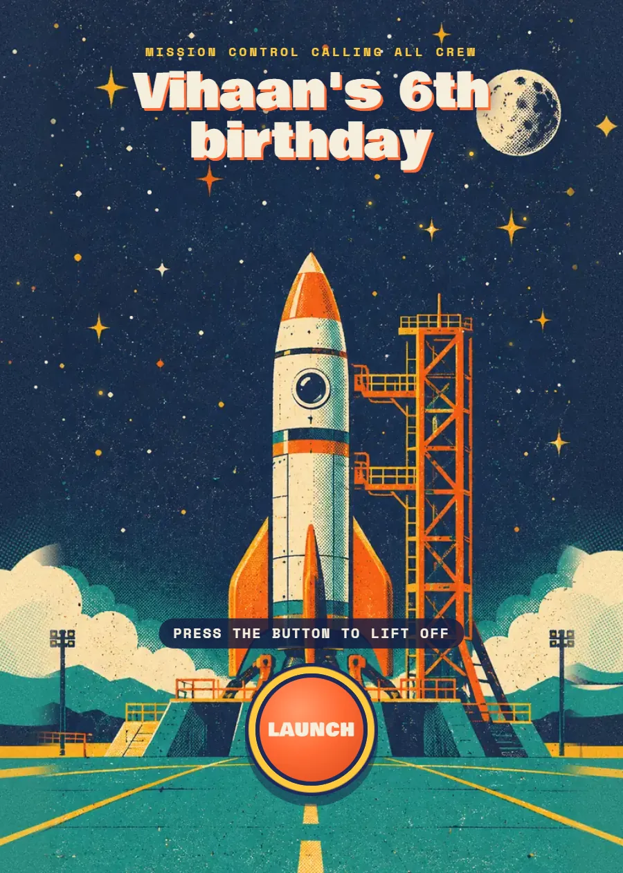 Little Astronaut: the invitation's opening screen