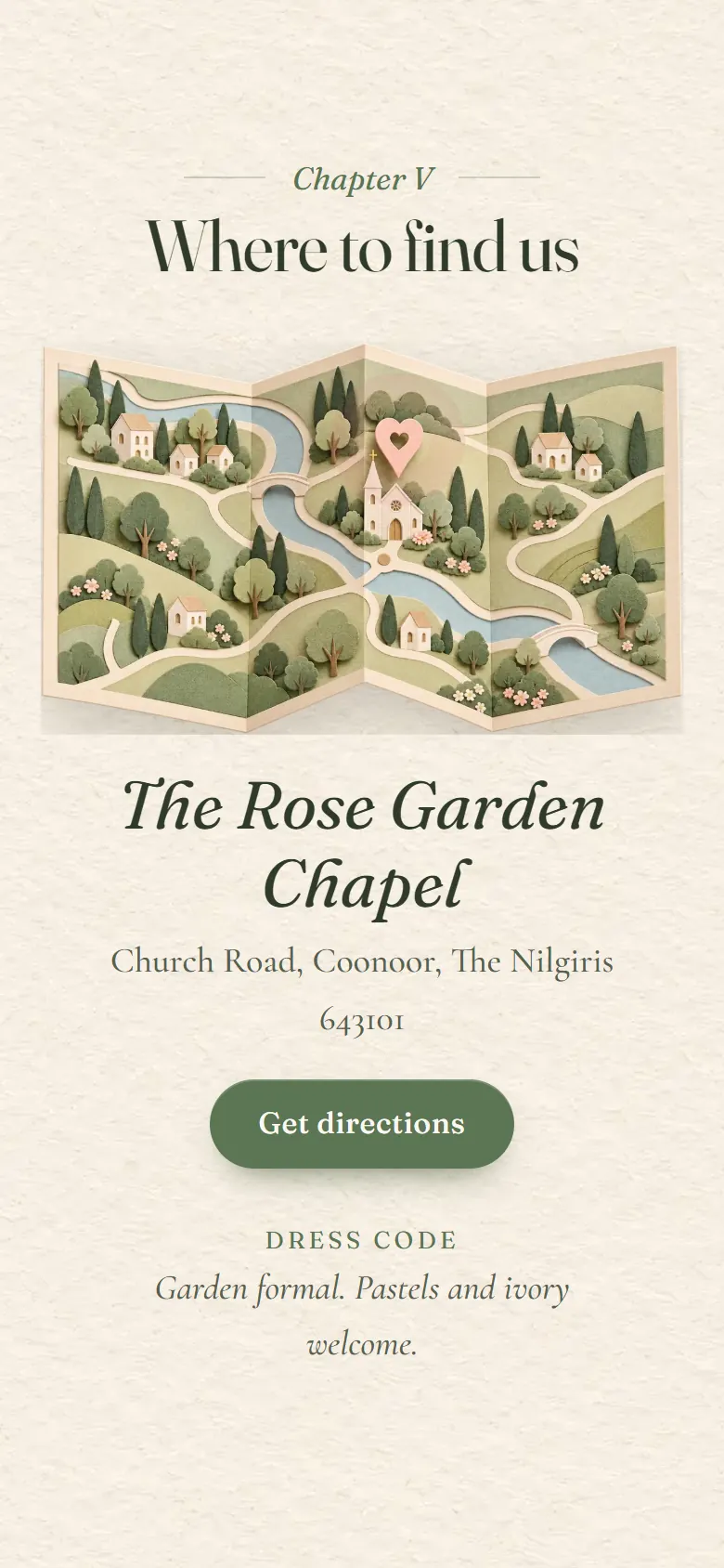 The venue map in the Paper Chapel invitation