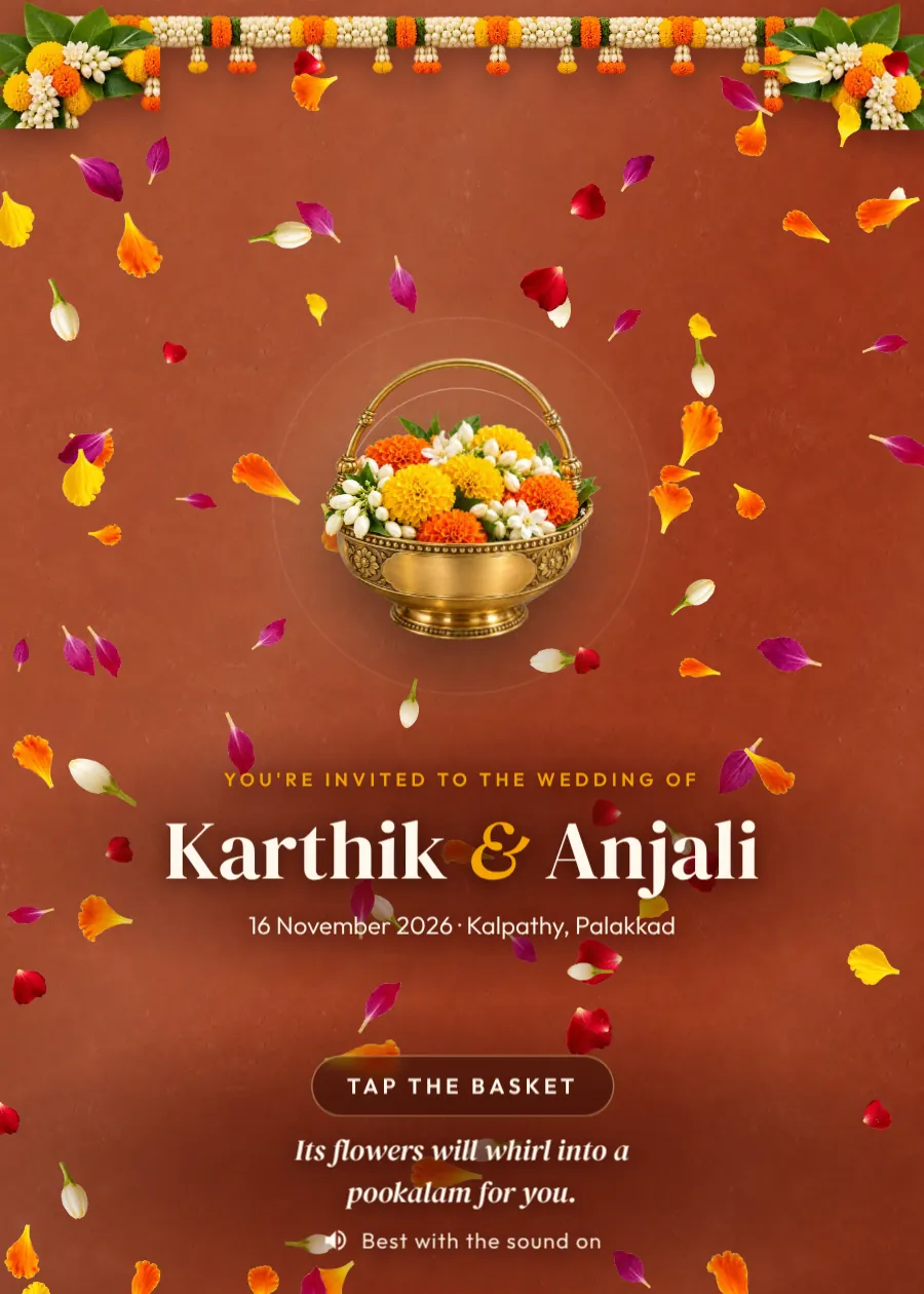 Pookolam: the invitation's opening screen