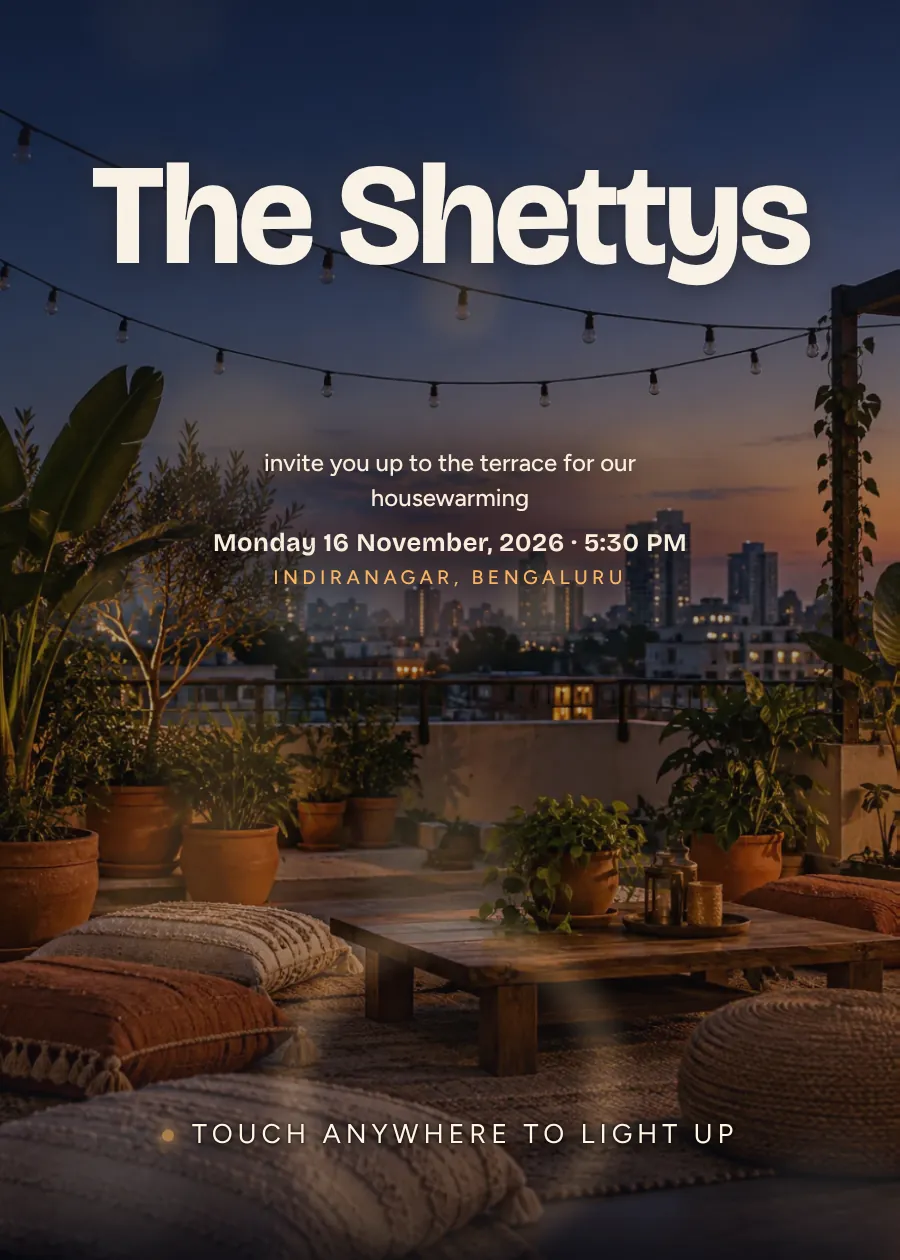 Rooftop Lights: the invitation's opening screen