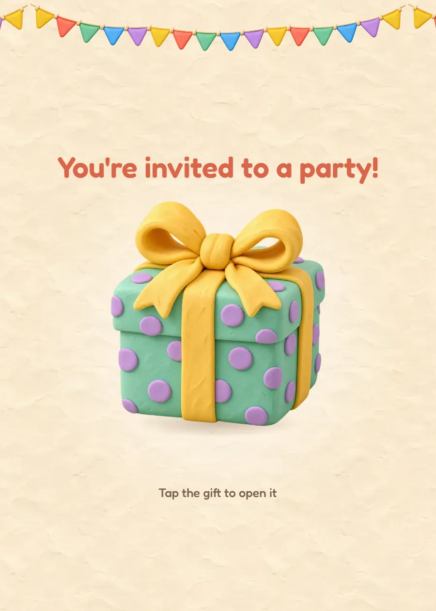 Toy Parade: the invitation's opening screen